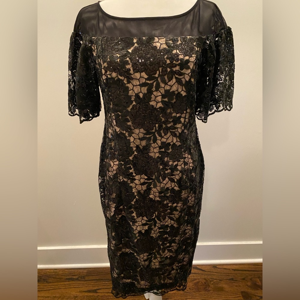 Calvin Klein Size 10 black cocktail dress. Sequin detail. Like new condition